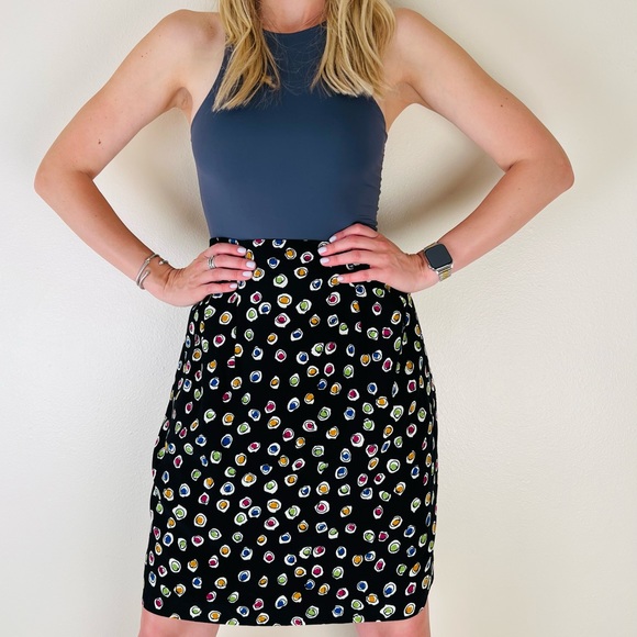 Vintage Jones New York midi skirt geometric print dots - Picture 2 of 6